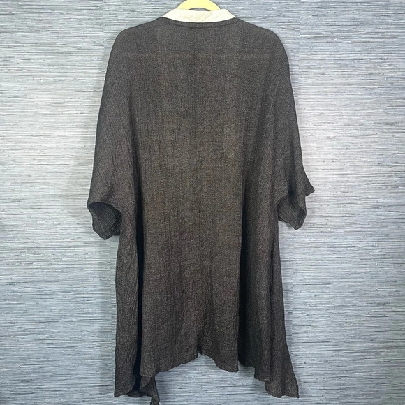 Khangura duster Size XL Cardigan Gray White Linen Cotton - Picture 6 of 7